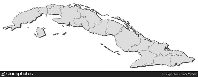 Map of Cuba. Political map of Cuba with the several provinces.