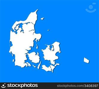 Map of Danmark. Political map of Danmark with the several regions.