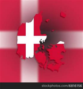 Map of Denmark filled with flag of the state, isolated