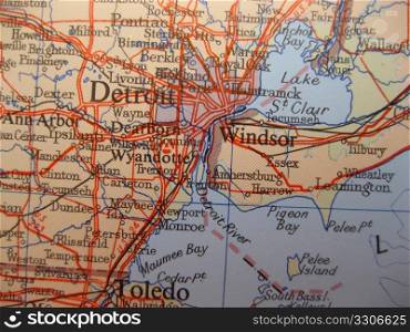 Map of Detroit, Mitchigan