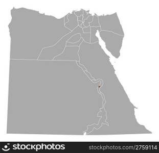 Map of Egypt, Luxor highlighted. Political map of Egypt with the several governorates where Luxor is highlighted.