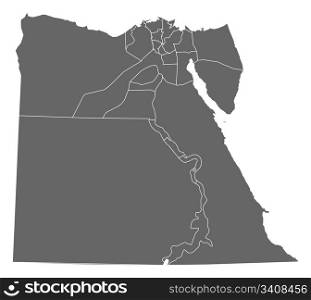 Map of Egypt. Political map of Egypt with the several governorates.