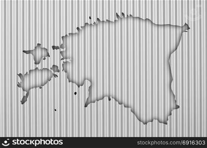 Map of Estonia on corrugated iron