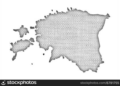 Map of Estonia on old linen