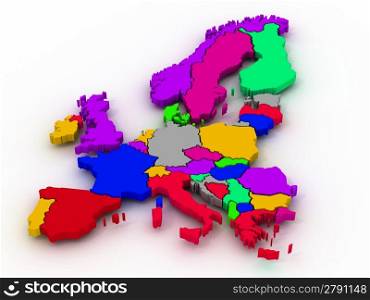 map of europe. 3d