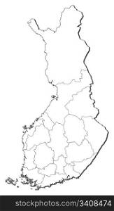 Map of Finland. Political map of Finland with the several regions.