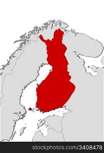 Map of Finland. Political map of Finland with the several regions.