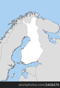 Map of Finland. Political map of Finland with the several regions.