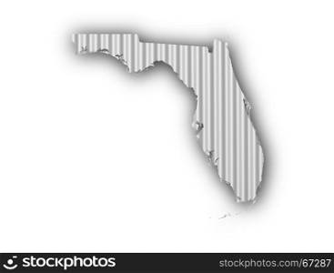Map of Florida on corrugated iron