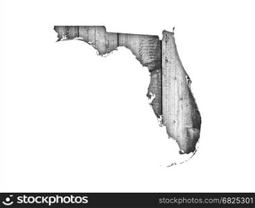 Map of Florida on weathered wood