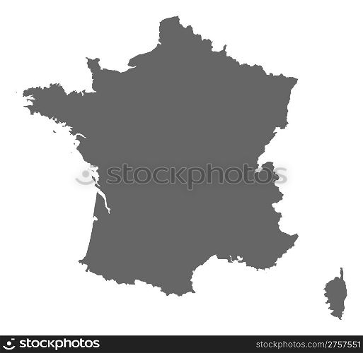 Map of France. Political map of France with the several regions.