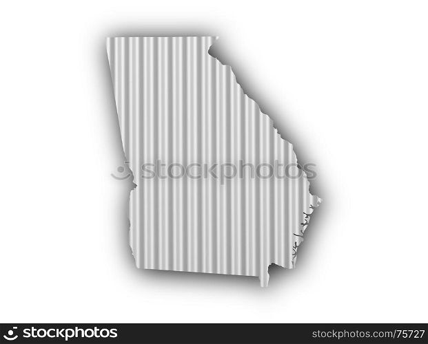 Map of Georgia on corrugated iron