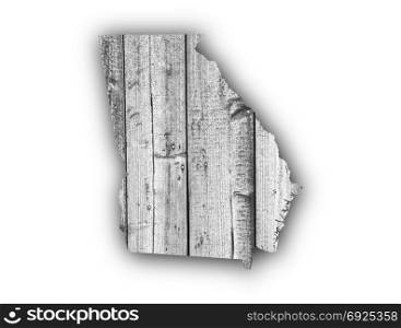Map of Georgia on weathered wood