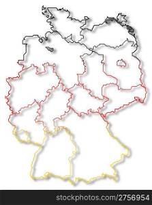Map of Germany, Bremen highlighted. Political map of Germany with the several states where Bremen is highlighted.