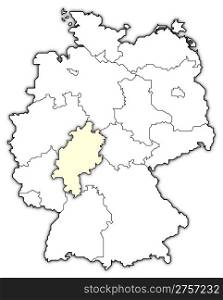 Map of Germany, Hesse highlighted. Political map of Germany with the several states where Hesse is highlighted.
