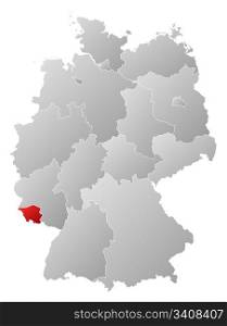 Map of Germany, Saarland highlighted. Political map of Germany with the several states where Saarland is highlighted.
