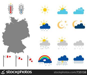 Map of Germany with weather symbols
