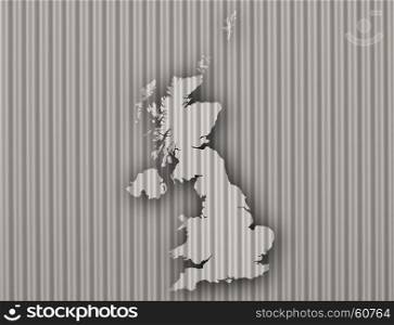 Map of Great Britain on corrugated iron. Map of Great Britain on corrugated iron