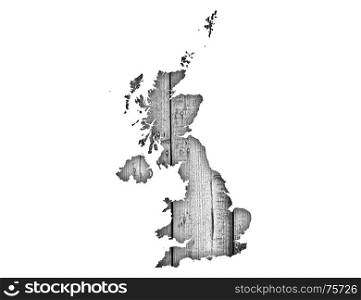 Map of Great Britain on wood. Map of Great Britain on wood