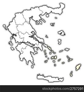 Map of Greece, South Aegean highlighted. Political map of Greece with the several states where South Aegean is highlighted.