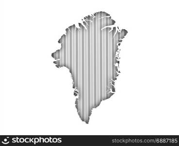 Map of Greenland on corrugated iron