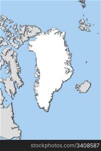 Map of Greenland. Political map of Greenland with the several municipalities.