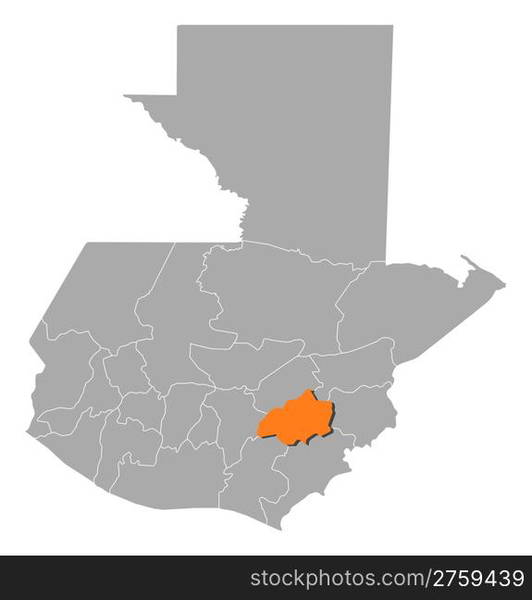 Map of Guatemala, Solola highlighted. Political map of Guatemala with ...