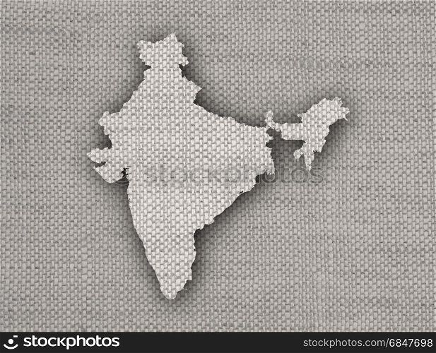 Map of India on old linen