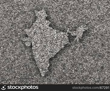 Map of India on poppy seeds