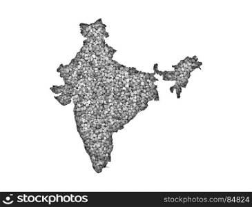 Map of India on poppy seeds