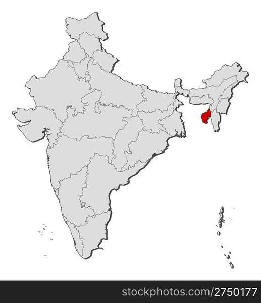 Map of India, Lakshadweep highlighted. Political map of India with the ...