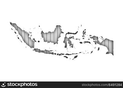 Map of Indonesia on corrugated iron