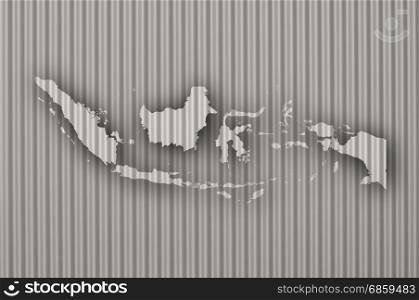 Map of Indonesia on corrugated iron