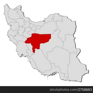Map of Iran, Isfahan highlighted. Political map of Iran with the several provinces where Isfahan is highlighted.