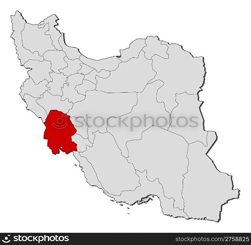 Map of Iran, Khuzestan highlighted. Political map of Iran with the several provinces where Khuzestan is highlighted.
