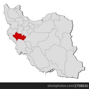 Map of Iran, Lorestan highlighted. Political map of Iran with the several provinces where Lorestan is highlighted.