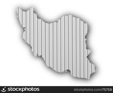 Map of Iran on corrugated iron