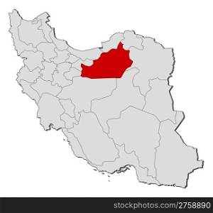 Map of Iran, Semnan highlighted. Political map of Iran with the several provinces where Semnan is highlighted.