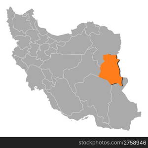 Map of Iran, South Khorasan highlighted. Political map of Iran with the several provinces where South Khorasan is highlighted.