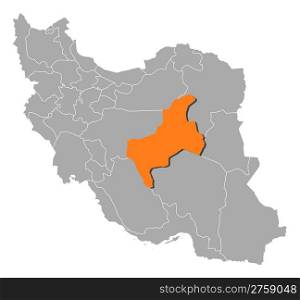 Map of Iran, Yazd highlighted. Political map of Iran with the several provinces where Yazd is highlighted.