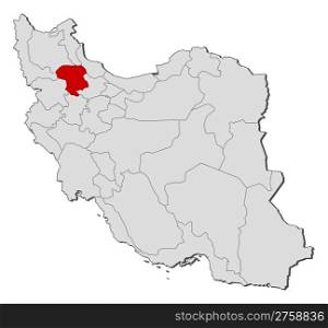 Map of Iran, Zanjan highlighted. Political map of Iran with the several provinces where Zanjan is highlighted.
