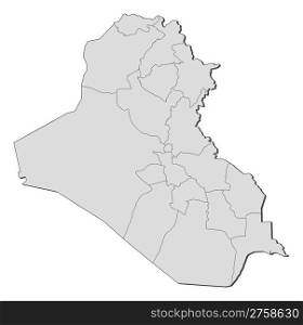 Map of Iraq. Political map of Iraq with the several governorates.