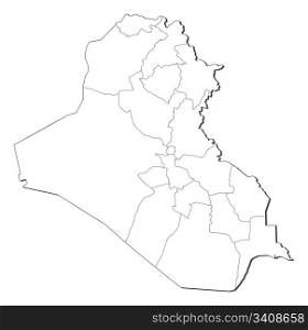 Map of Iraq. Political map of Iraq with the several governorates.