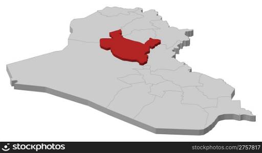 Map of Iraq, Salah ad Din highlighted. Political map of Iraq with the several governorates where Salah ad Din is highlighted.