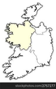Map of Ireland, Connacht highlighted. Political map of Ireland with the several provinces where Connacht is highlighted.
