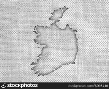Map of Ireland on old linen