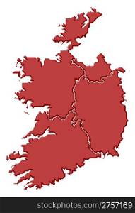 Map of Ireland. Political map of Ireland with the several provinces.
