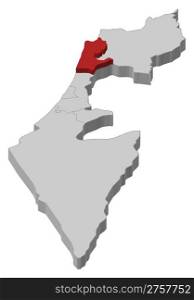 Map of Israel, Haifa highlighted. Political map of Israel with the several districts where Haifa is highlighted.