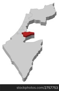 Map of Israel, Jerusalem highlighted. Political map of Israel with the several districts where Jerusalem is highlighted.