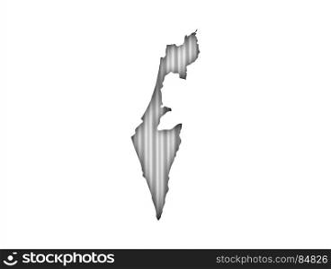 Map of Israel on corrugated iron